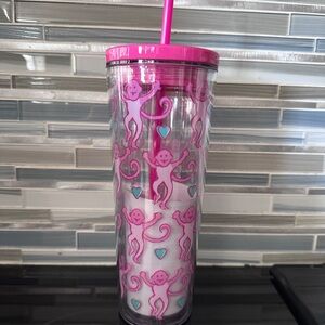 Roller Rabbit Pink Monkey Tumbler